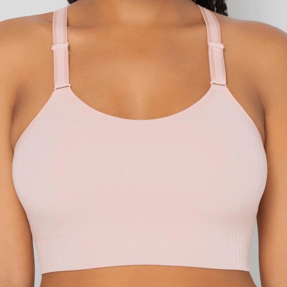 Smooth Seamless Wireless Longline Bra - Blushing Rose